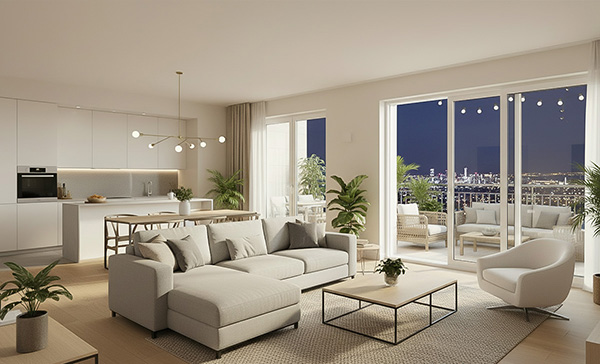 Belsőépítészeti terv - nappali-éjjel